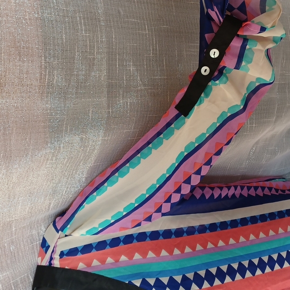 BLACK RAINN STRIPED TUNIC SZ M, semi-sheer - Picture 2 of 4